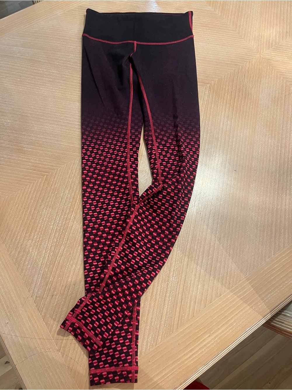 Lululemon Black and Pink Patterned Performance Leggings